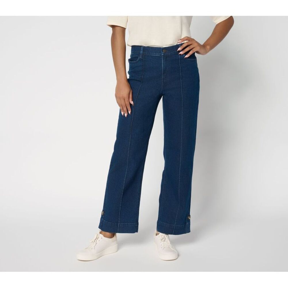 Denim & Co. Women's Pants Sz 14 Indigo Classic Full Length Trouser Blue A698532
